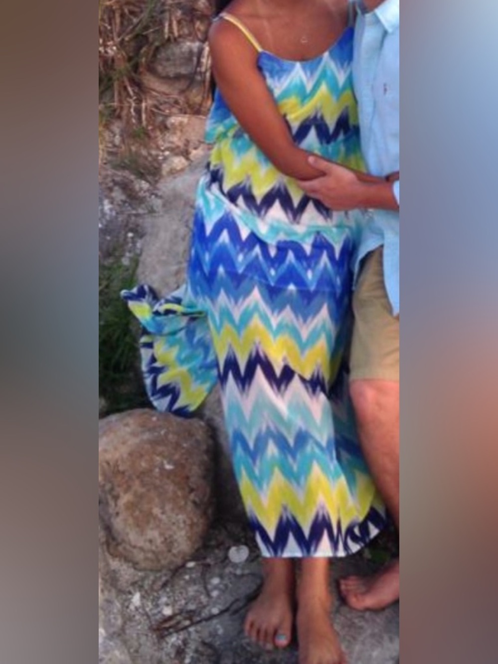 Blue Chevron Maxi Dress